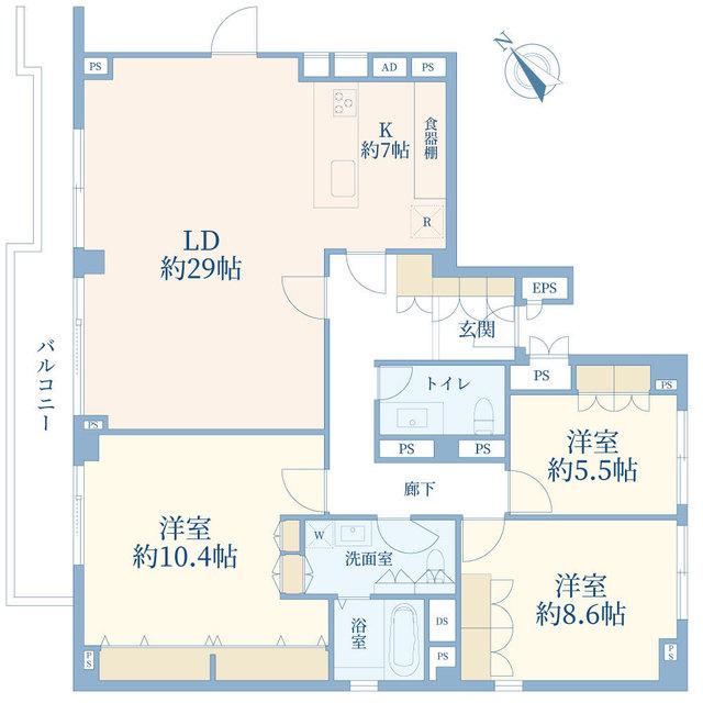 イースタンホームズ猿楽(3LDK/3階)の間取り写真