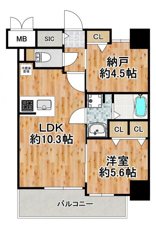 LOUIS RESIDENCE弁天町(1SLDK/3階)の間取り写真
