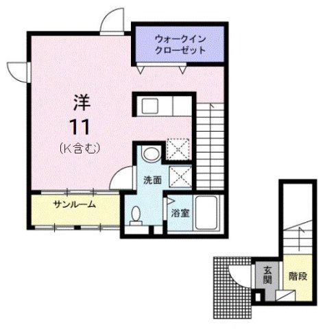 ファシェーネ(ワンルーム/2階)の間取り写真