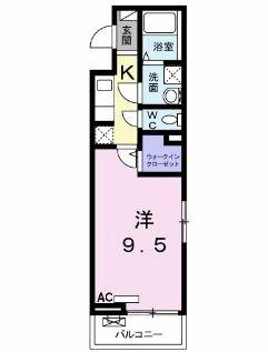 ヴェルテス壱番館(1K/2階)の間取り写真