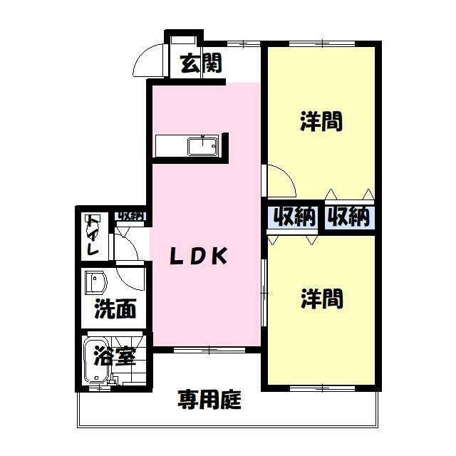 コーポディアス(2LDK/1階)の間取り写真