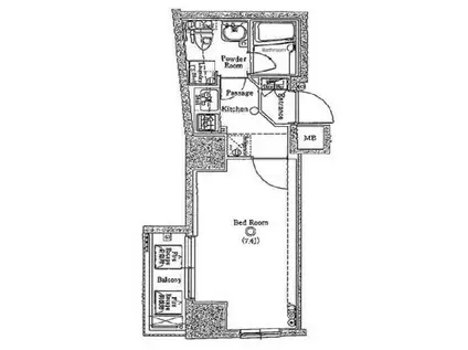 ジーベック門前仲町(1K/5階)の間取り写真