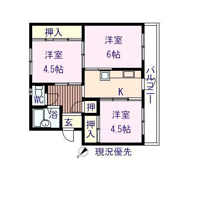 ヴィラナリー三原3号棟(3K/4階)の間取り写真