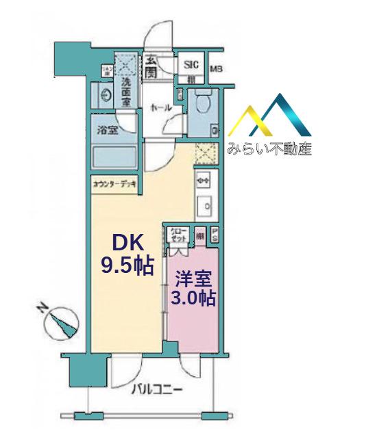 デュオステージ横濱桜木町(1LDK/5階)の間取り写真
