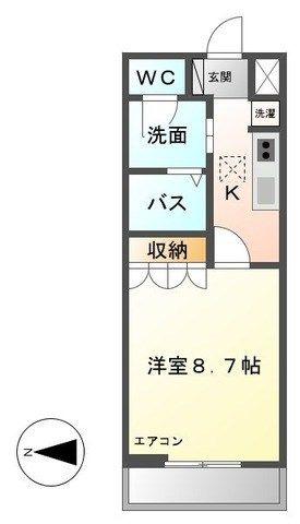 スカイリーフ(1K/2階)の間取り写真