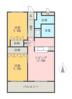あやめハイムII(2LDK/1階)の間取り写真