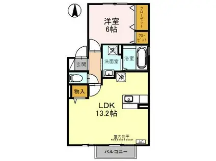 グレイン・ハイランド(1LDK/1階)の間取り写真