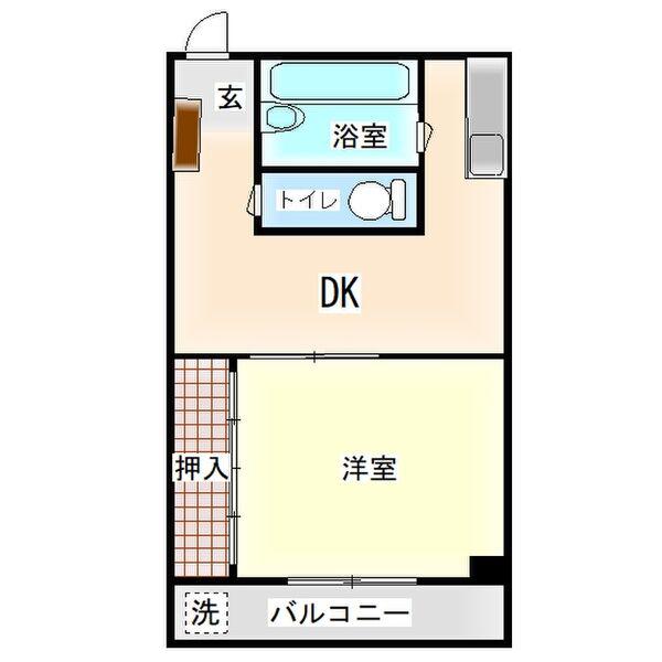 日電ビル(1DK/2階)の間取り写真
