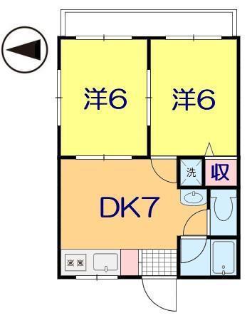 オレンジベル(2DK/2階)の間取り写真