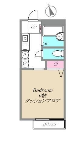 GRANDCHARIOTA棟(1K/2階)の間取り写真