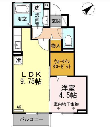 リヴェール(1LDK/1階)の間取り写真