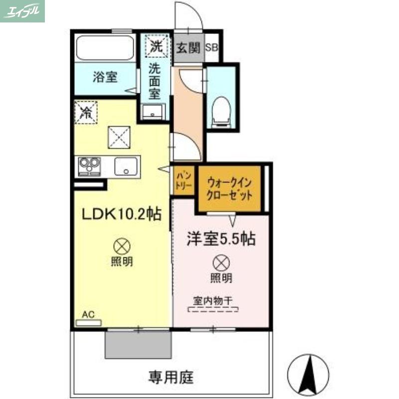 オリーブ(1LDK/1階)の間取り写真