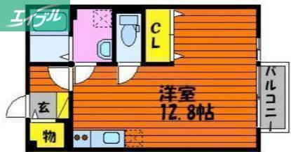 ワンズB棟(ワンルーム/2階)の間取り写真