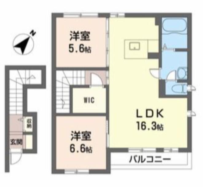 フレアコート(2LDK/2階)の間取り写真