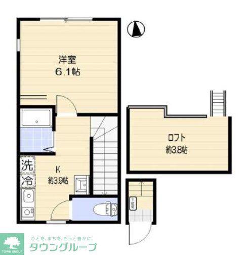 アオアクア浜田山(1K/2階)の間取り写真