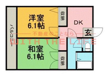 リバーサイドハイム(2DK/2階)の間取り写真