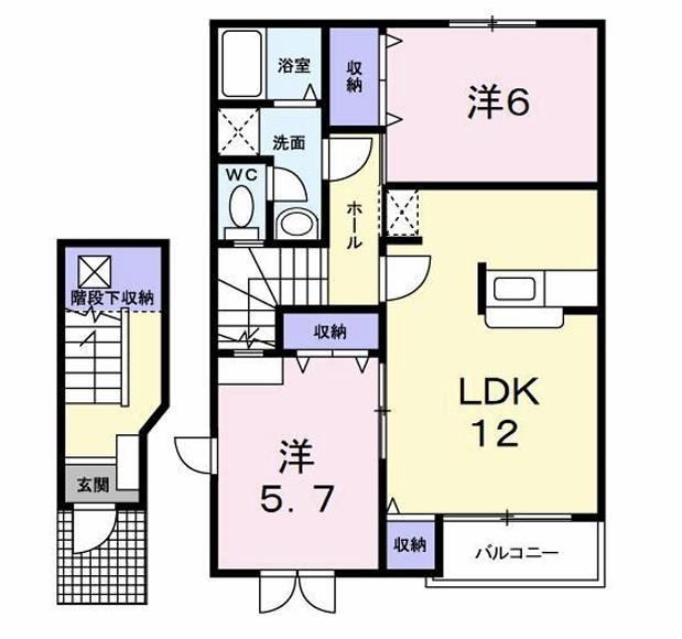 ソレアード(2LDK/2階)の間取り写真