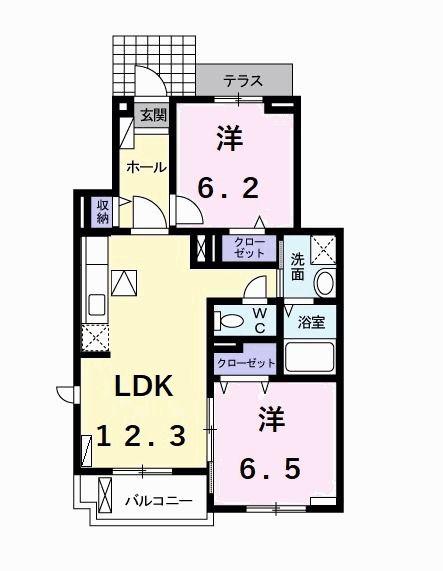 アンジュ・メゾン(2LDK/1階)の間取り写真