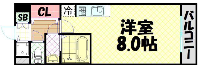エスライズ難波イースト(ワンルーム/9階)の間取り写真