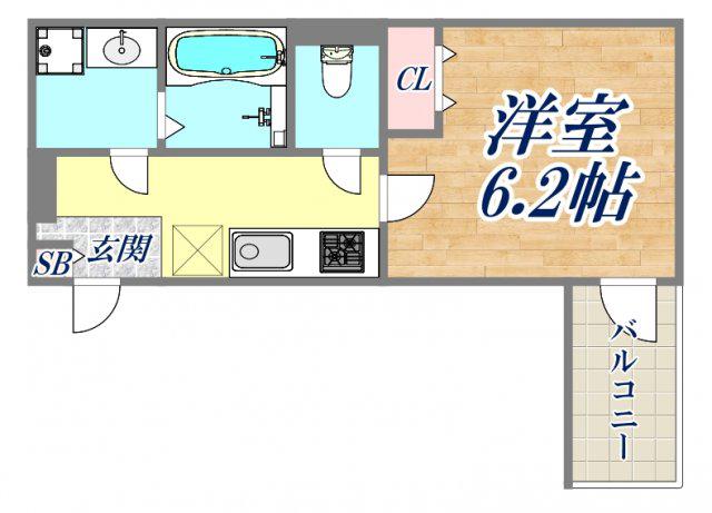 ALEGRIA尼崎西本町(1K/1階)の間取り写真