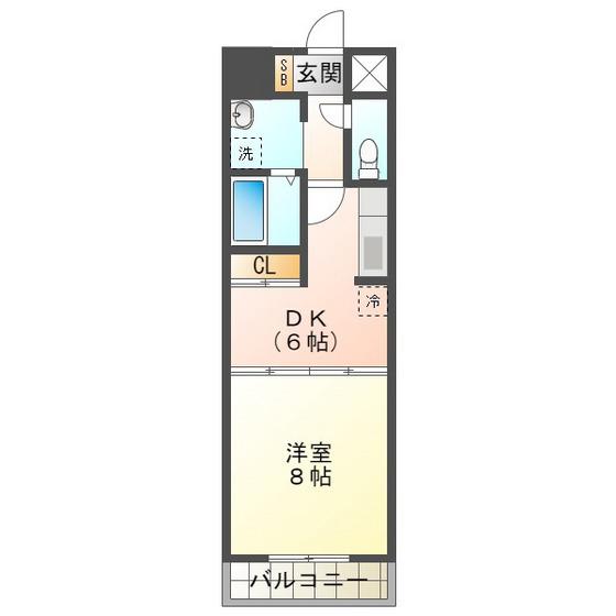 AMENITY大井手(1DK/4階)の間取り写真