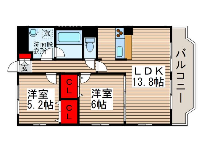 シャルマンフラットリヴァーI(2LDK/3階)の間取り写真