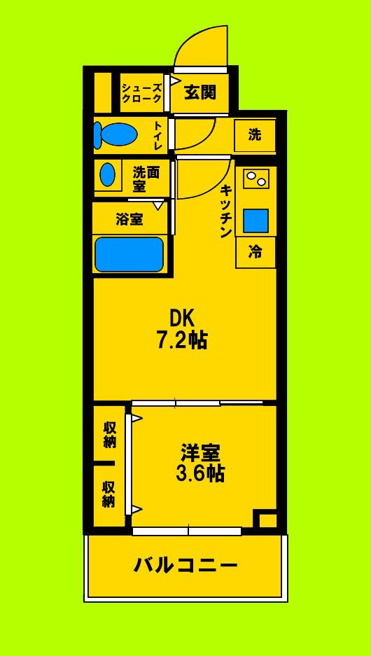 マキシヴ クロス 江坂(1DK/2階)の間取り写真