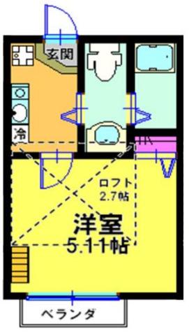 ウィステニア弘明寺(1K/2階)の間取り写真