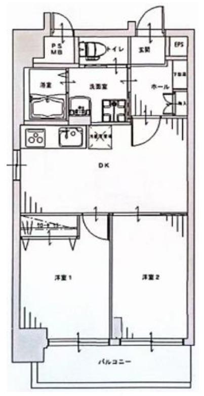 リレント西日暮里(2DK/6階)の間取り写真