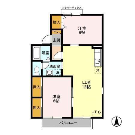 セジュール茂原公園AB(2LDK/2階)の間取り写真