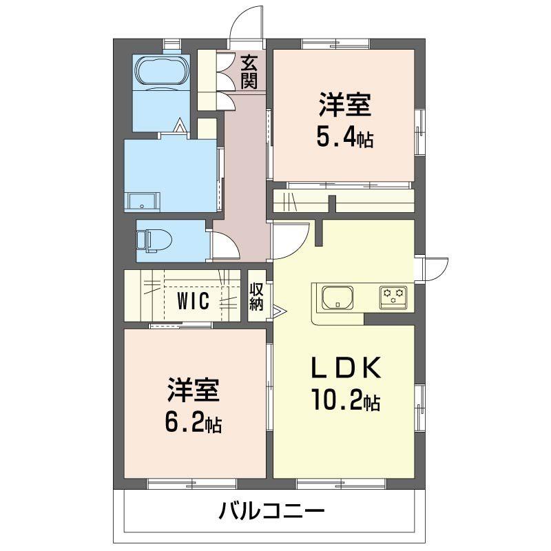 FIORE I(2LDK/2階)の間取り写真