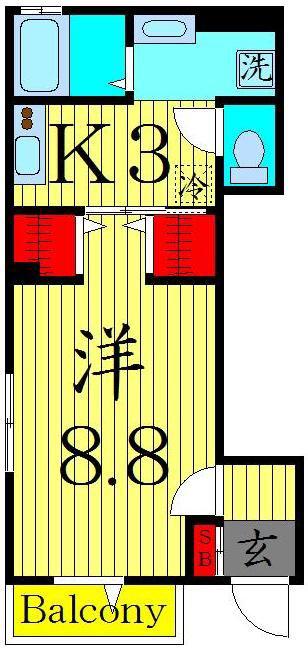 CRANE HILLS(1K/1階)の間取り写真