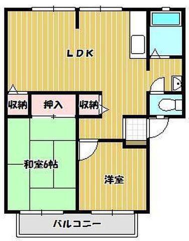 サンライフ三条B棟(2LDK/2階)の間取り写真