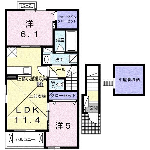 ローダンセ(2LDK/2階)の間取り写真