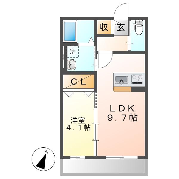 ベラルーチェI(1LDK/1階)の間取り写真