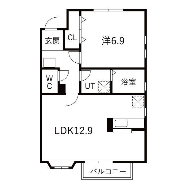 エクセラン(1LDK/1階)の間取り写真