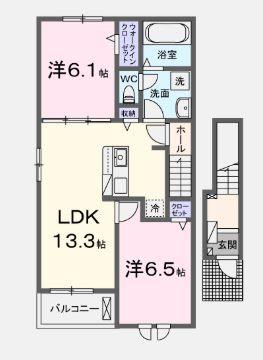 LA MER I(2LDK/2階)の間取り写真