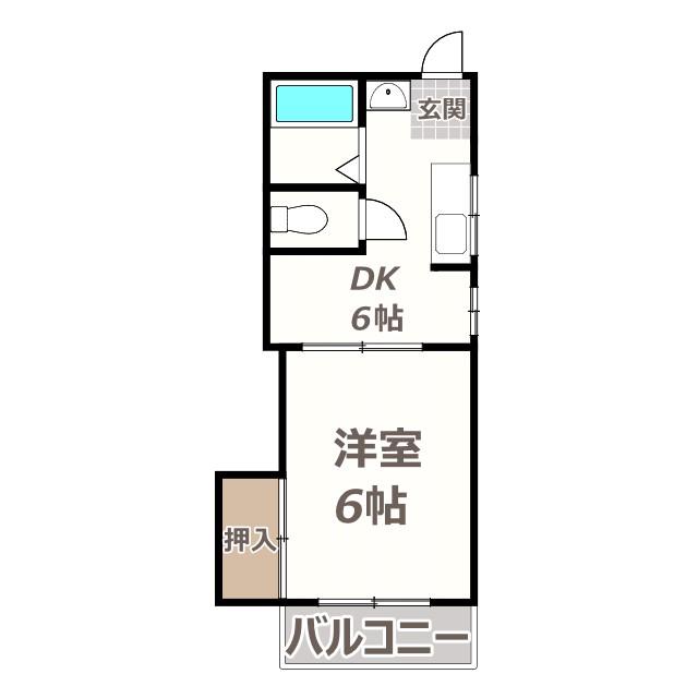 マンション米田(1DK/5階)の間取り写真