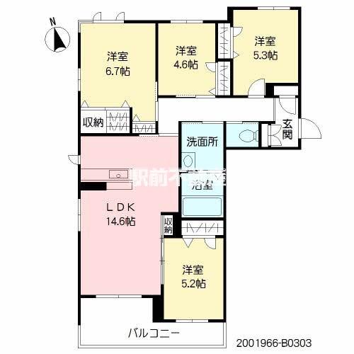 MAST東櫛原 B棟(4LDK/3階)の間取り写真