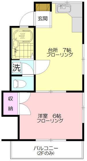 ハウス荏田D棟(1DK/2階)の間取り写真