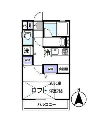 サウス&O(1K/2階)の間取り写真