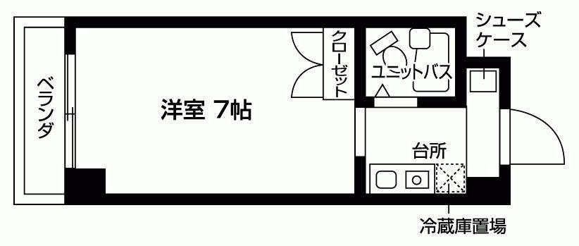 ヴェルドムール京都(1K/2階)の間取り写真