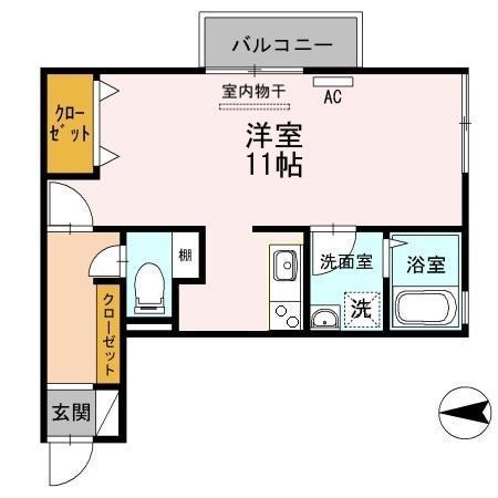 リビングタウン神原 A棟(ワンルーム/1階)の間取り写真