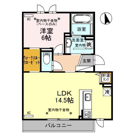 グランタス B棟(1LDK/3階)の間取り写真