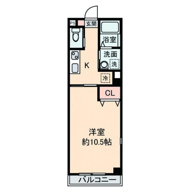 COMODO砂田橋(1K/3階)の間取り写真