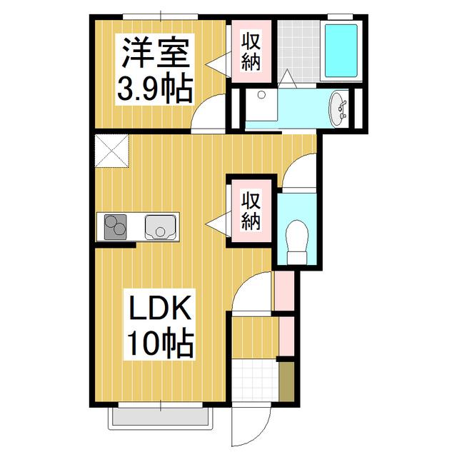 コンフォーティア信濃大町III(1LDK/1階)の間取り写真