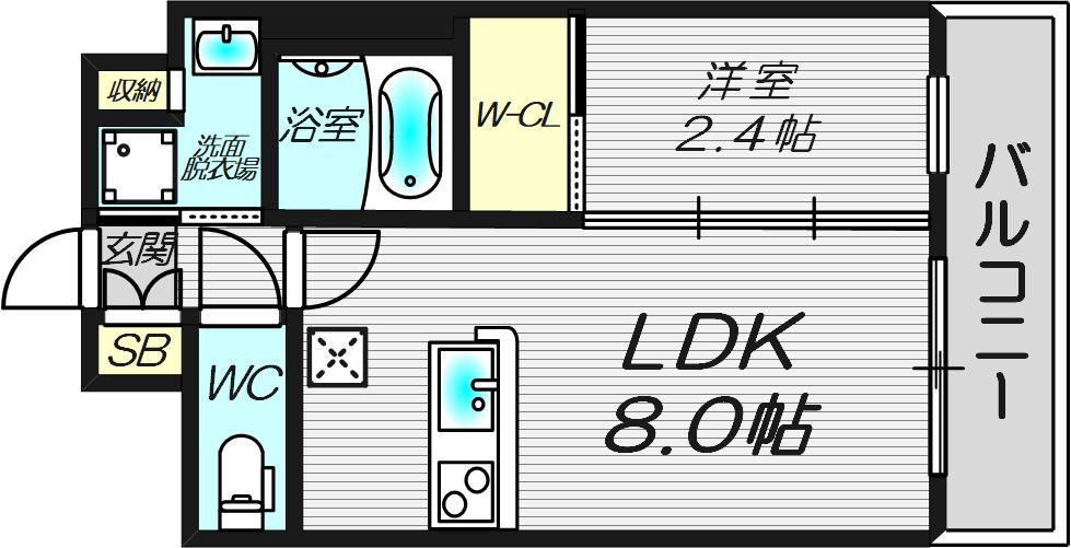 セレニテ難波ミラク壱番館(1LDK/6階)の間取り写真