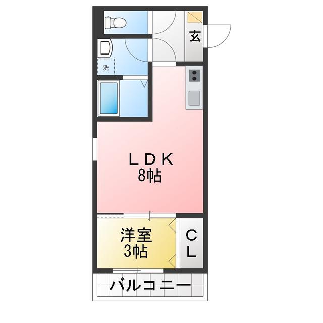 ジーメゾン川越新宿町(1LDK/1階)の間取り写真
