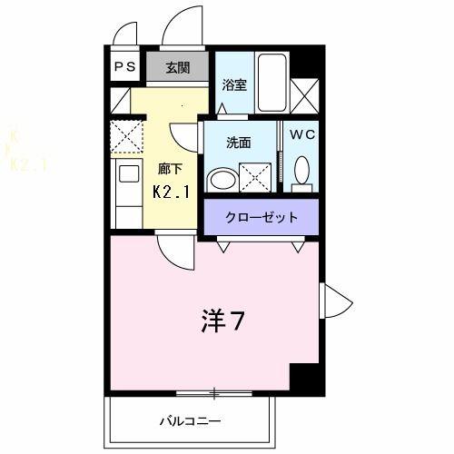 フォレ ミルフィーユ(1K/2階)の間取り写真