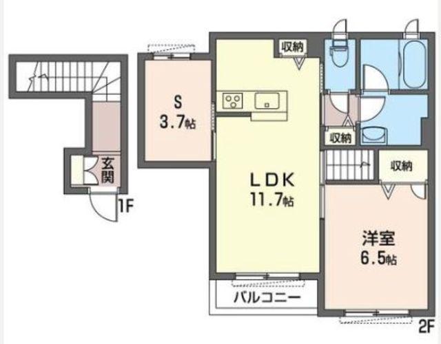 FELISEED(1SLDK/2階)の間取り写真